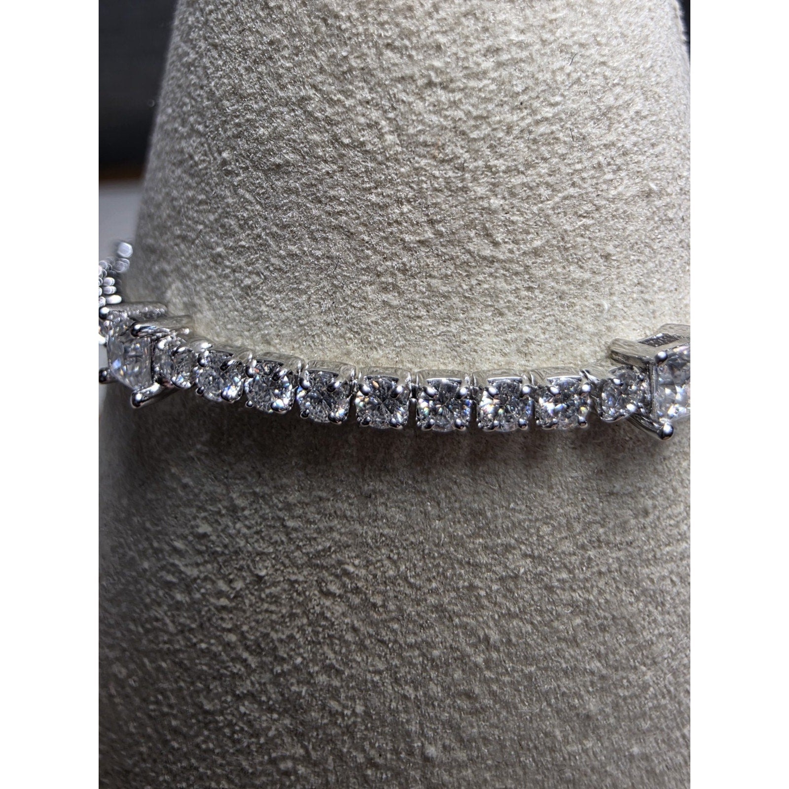 0.83CTW 3.6mm Moissanite Tennis Bracelet 7-8" Adjustable 925 Sterling Silver