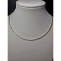 18" 2mm Two Tone Diamond Cut Station Barrel Necklace Gold Over 925 Sterling Silver