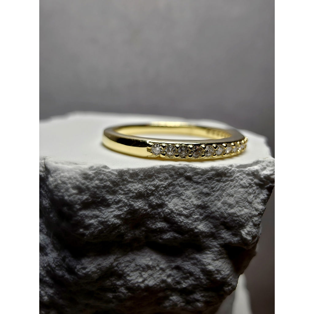 S7 Moissanite Half Eternity Gold Band 925 Sterling Silver