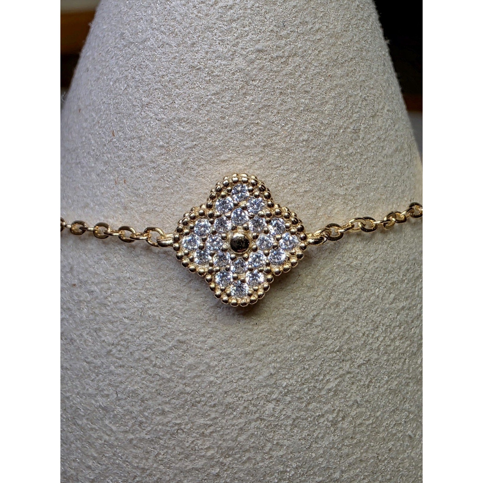 7-8" Turquoise & Moissanite Alternating Clover Bracelet Gold over 925 Sterling Silver
