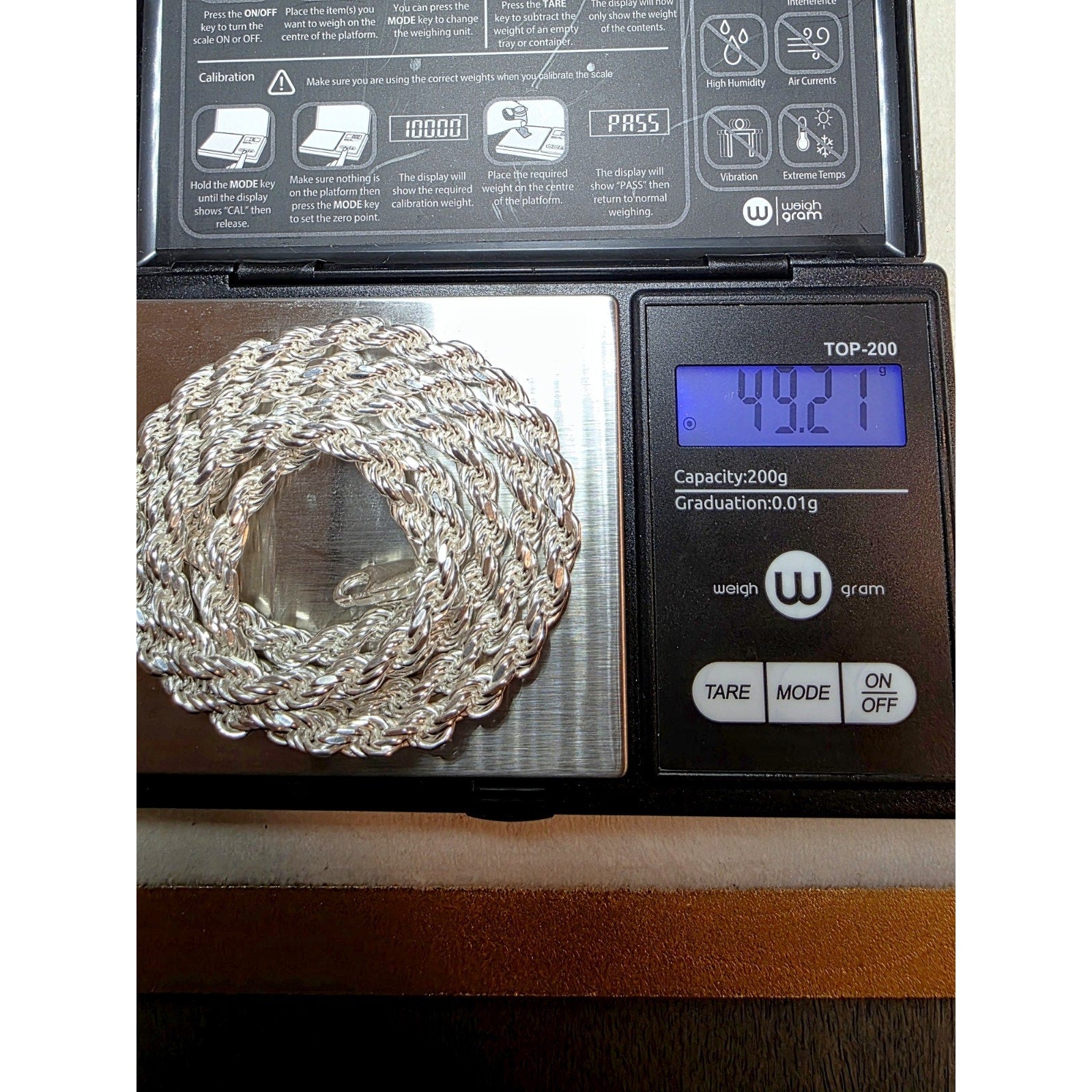 26" 5mm 50g Rope Solid 925 Sterling Silver Stamped