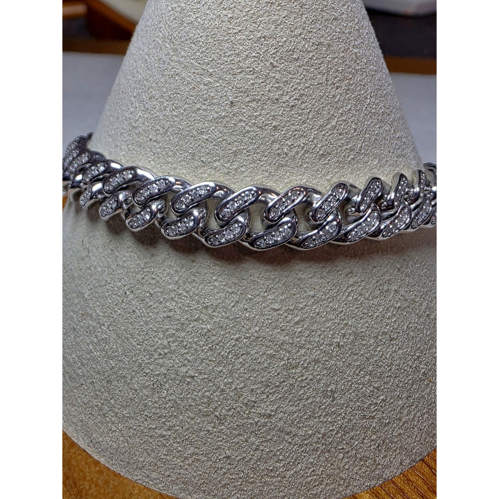 8" Natural Diamond Monaco Braclet 8.0mm Solid 925 Sterling Silver 25g