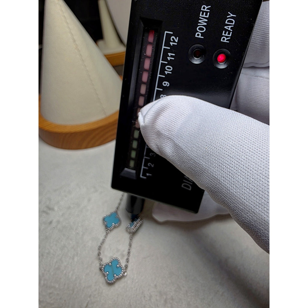 7+1" Turquoise Station Clover Bracelet Adjustable 925 Sterling Silver