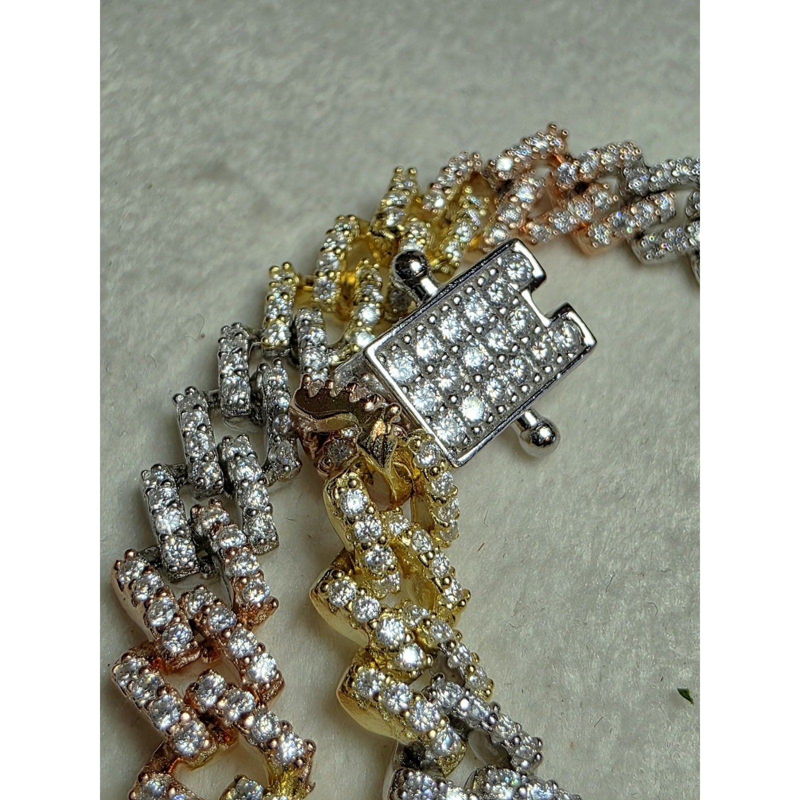 7.5" 6mm Moissanite Tri-Color Monaco Bracelet W/Box Lock 925 Sterling Silver