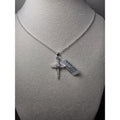0.47CTW Moissanite Cross Pendant w/ 24" Rolo Necklace 925 Sterling Silver