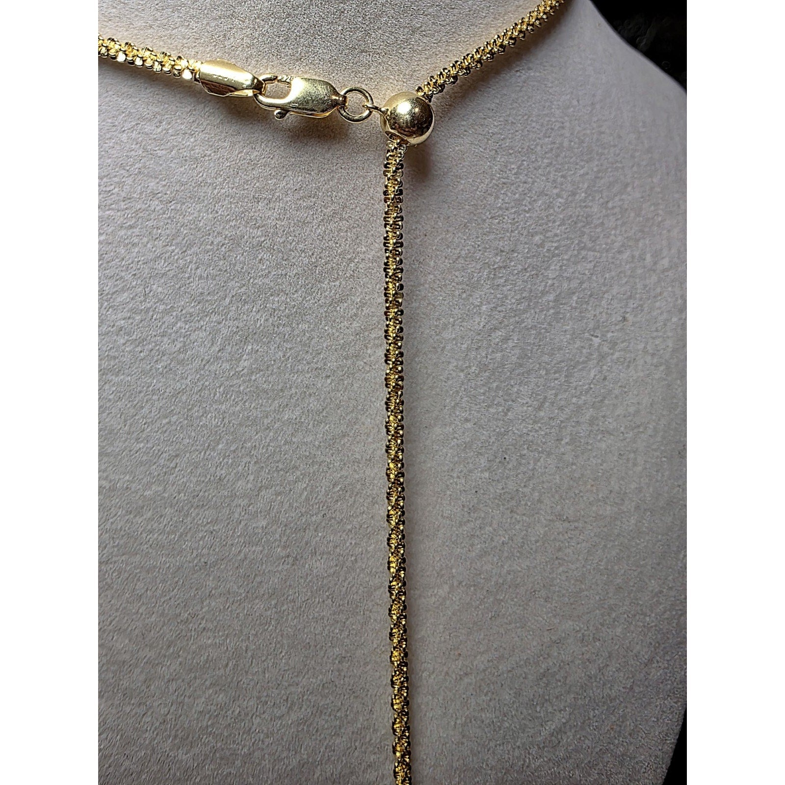 18-24" 2.5mm Twisted rock Adjustable Gold over 925 Sterling Silver