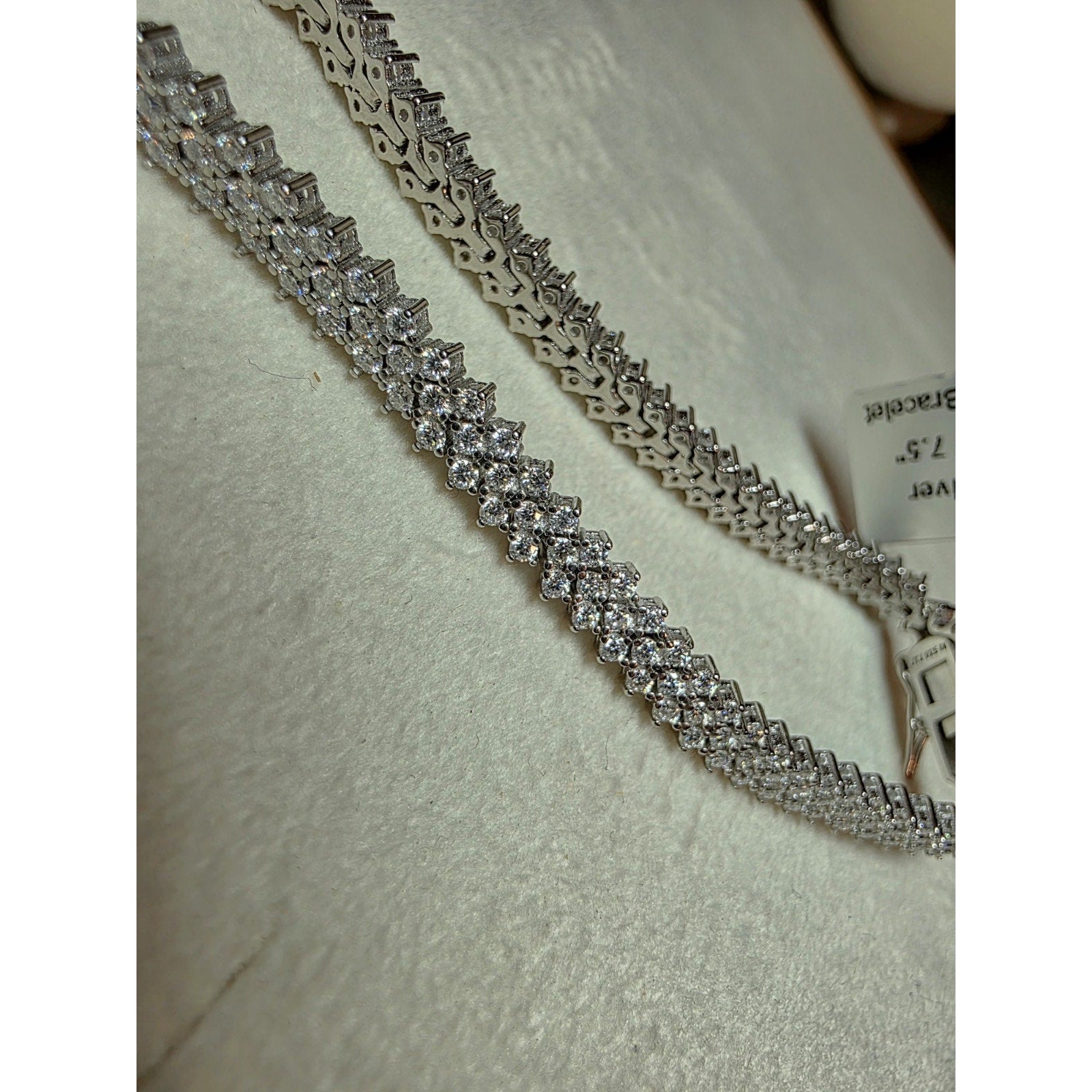 3.87ctw 7.5" 5.2mm Moissanite Chevron Bracelet 925 Sterling Silver w/Box Lock