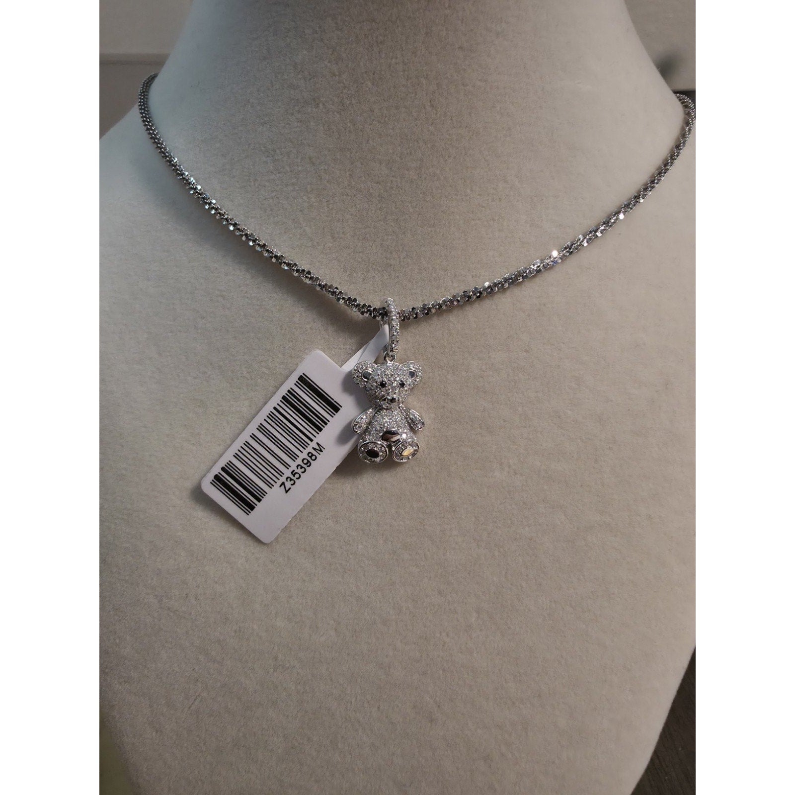 .56CTW Moissanite Pavé Teddy Bear Pendant 925 Silver