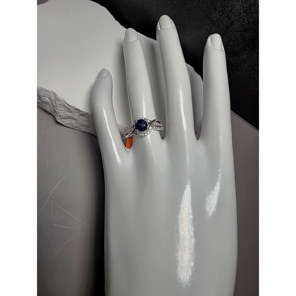 S7 1.33ct Round Natural Sapphire & Moissanite Ring w/GGL Certificate