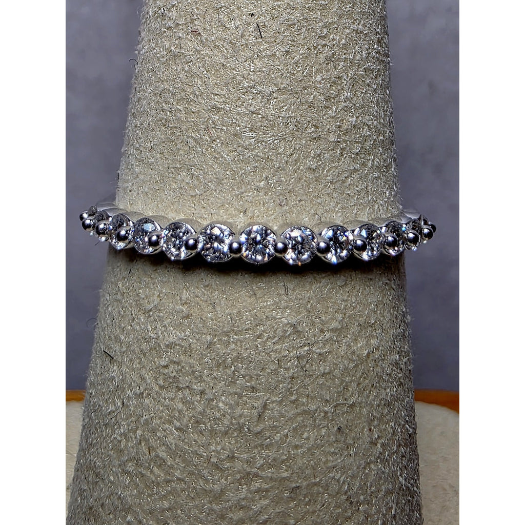 S7 0.25ctw Diamond Half Eternity Band 925 Sterling Silver Lab Created Solid Back