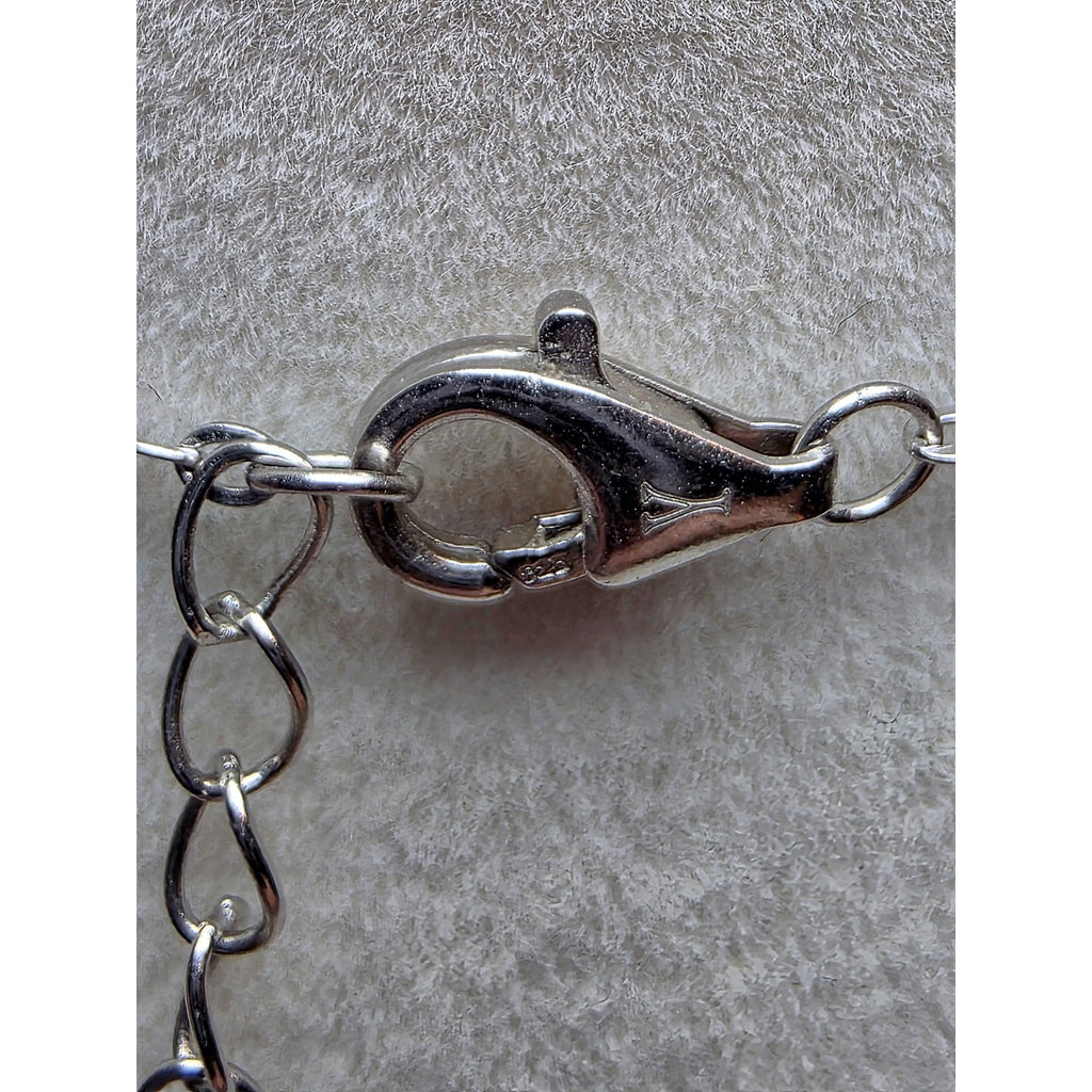 16+2" 925 Sterling Silver Clover Pendant Necklace with Pink Enamel