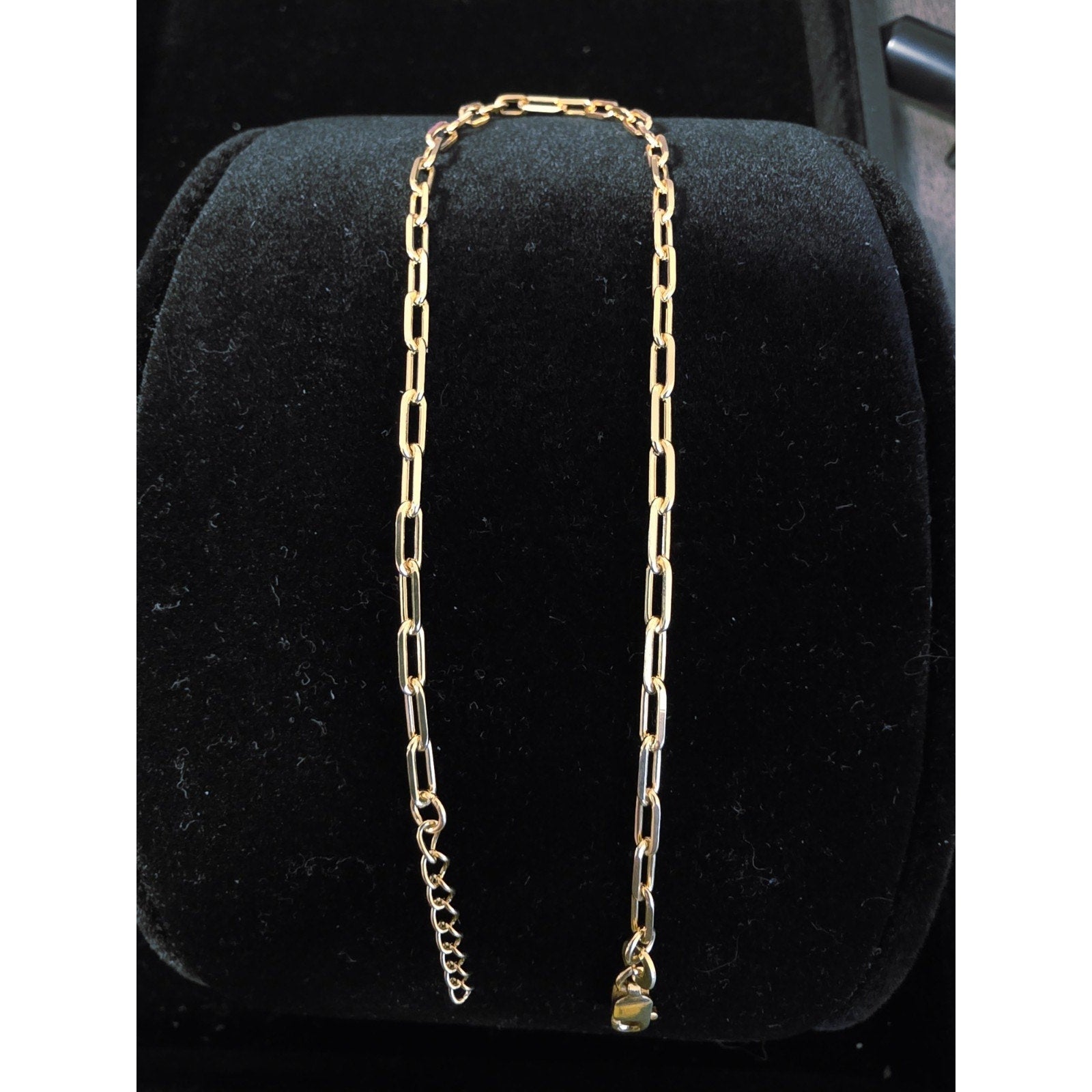 Paperclip Anklet 9-10" Adjustable 2.7mm Gold over 925 Sterling Silver