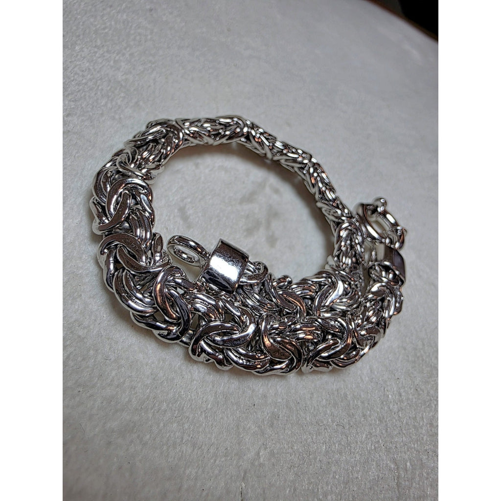 7" 8.4mm Flat Byzantine 15.49g Solid 925 Sterling Silver w/Rhodium