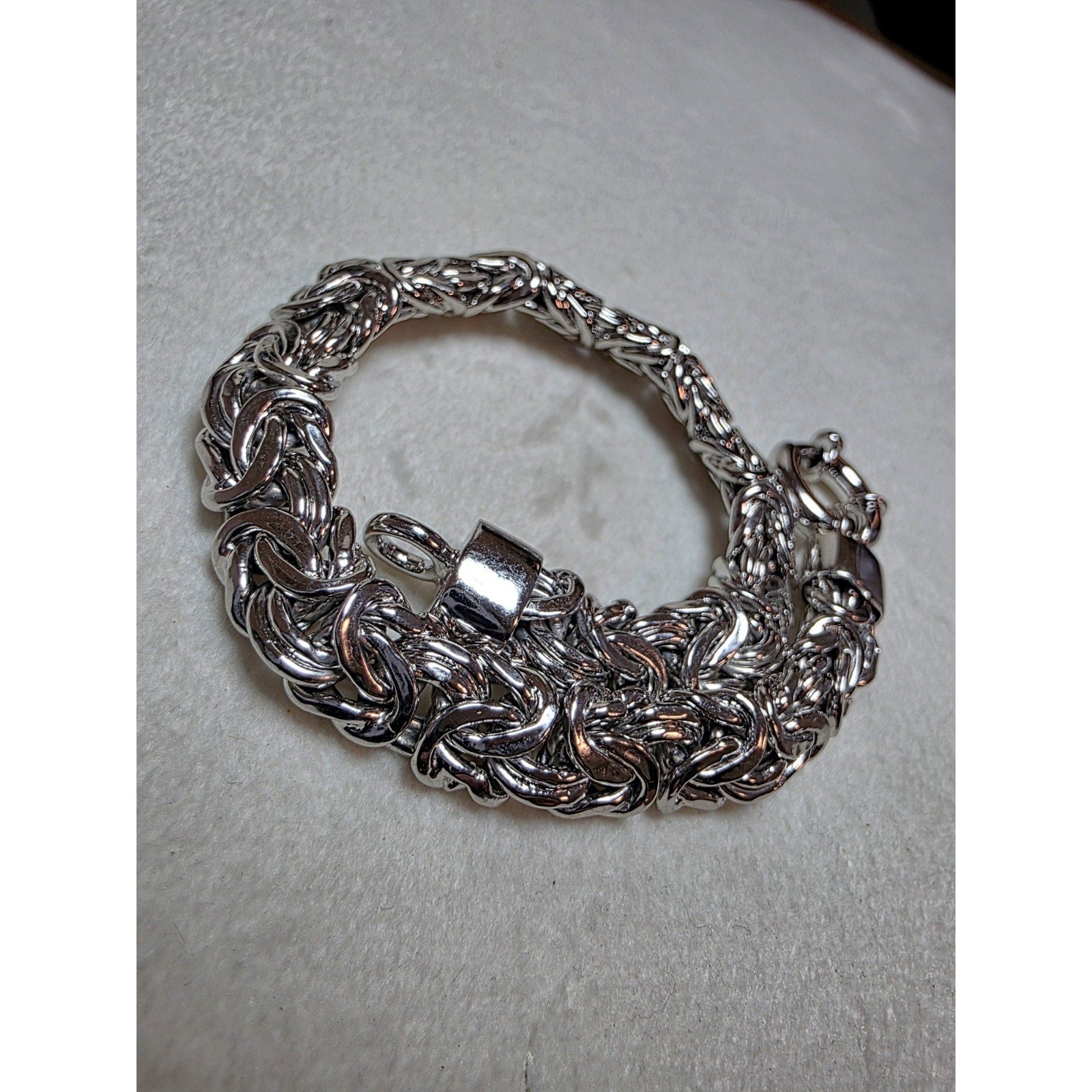 7" 8.4mm Flat Byzantine 15.49g Solid 925 Sterling Silver w/Rhodium