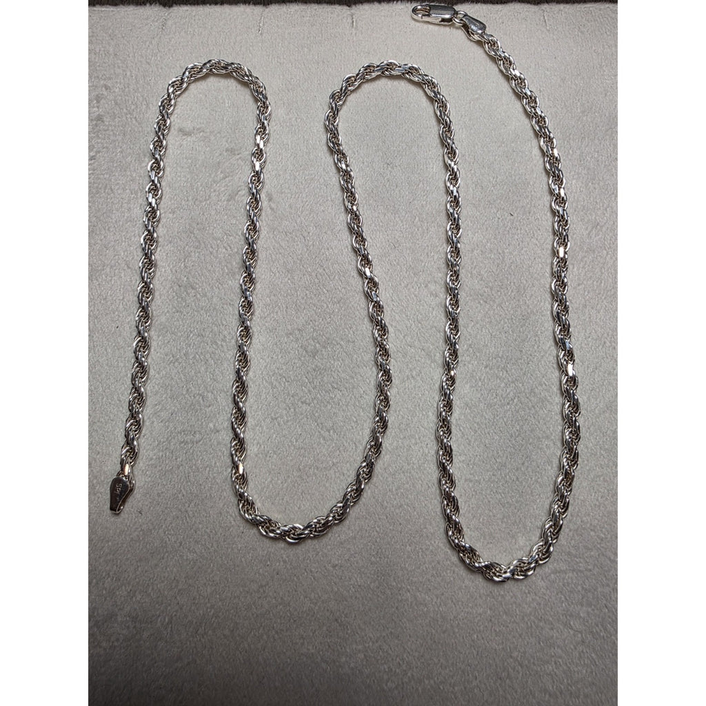 24" 3.5mm Rope Chain 22.42g Solid 925 Sterling Silver w/ Lobster Clasp