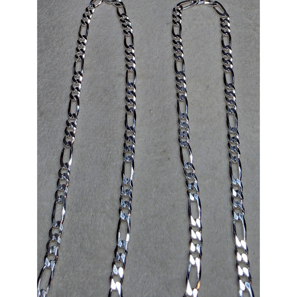 22" 3.5mm Figaro Solid 925 Sterling Silver