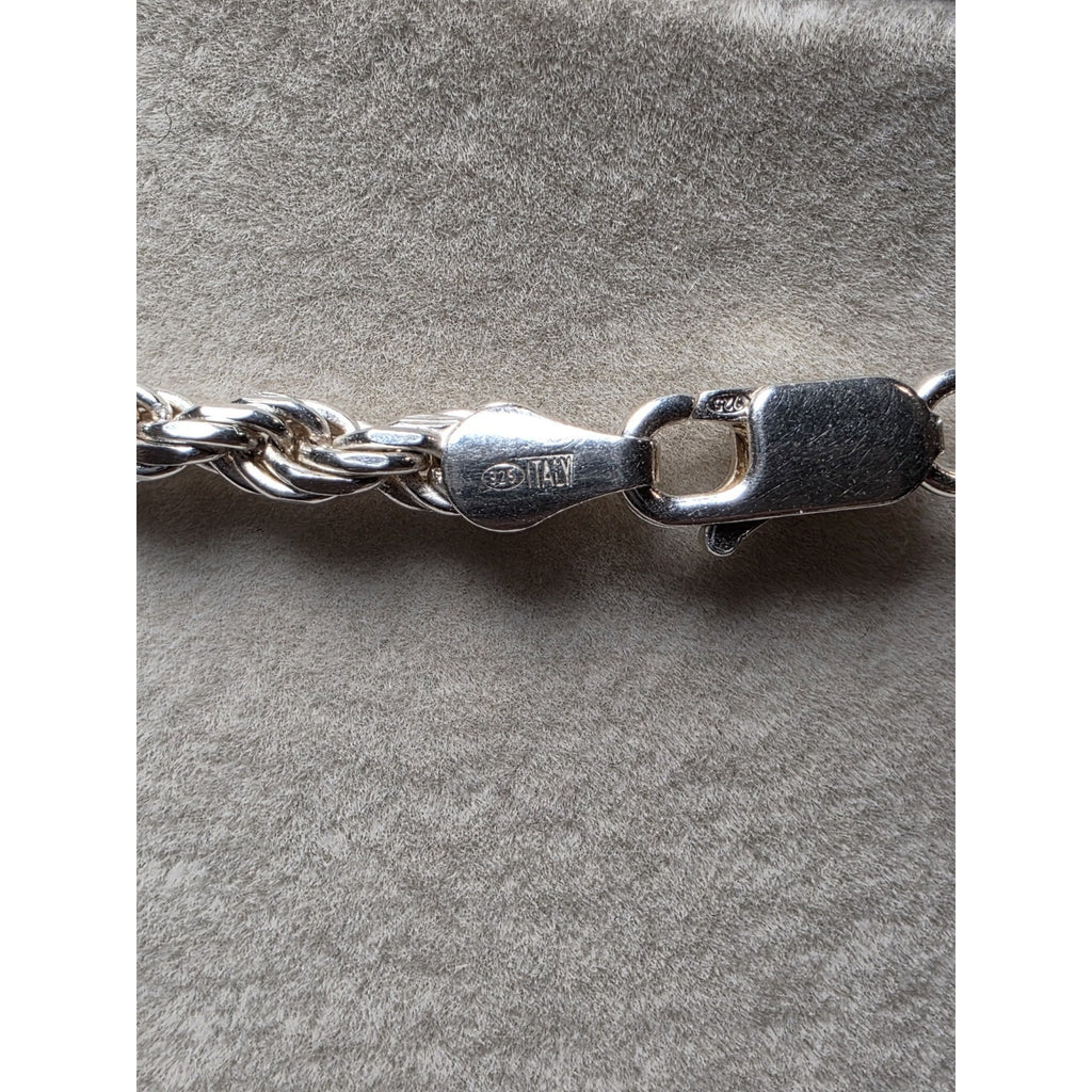 24" 3.5mm Rope Chain 22.42g Solid 925 Sterling Silver w/ Lobster Clasp