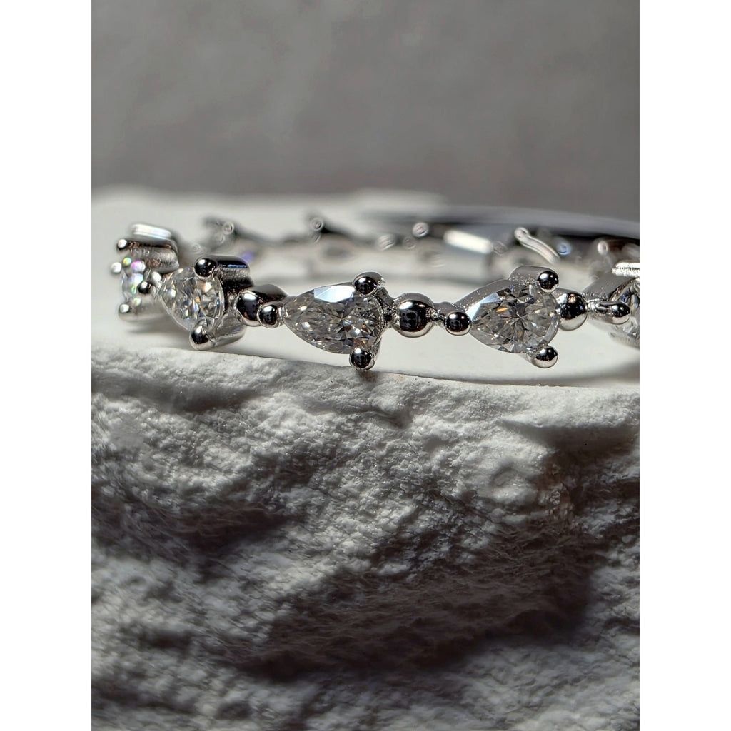 S7 0.93ctw Moissanite Marquise Eternity Band 925 Sterling Silver w/Solid Back