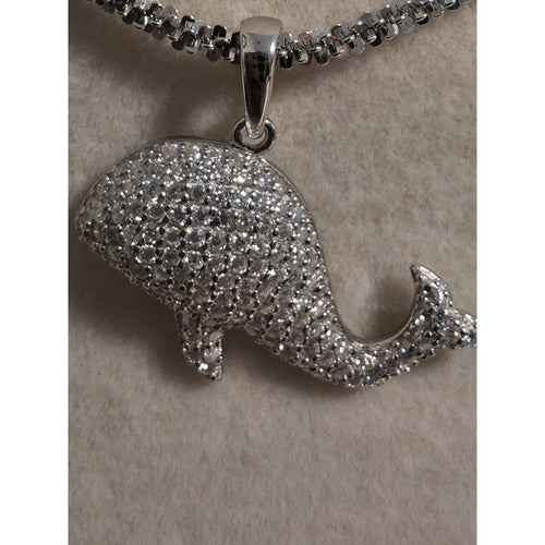 .75CTW Moissanite Whale Pendant 925 Sterling Silver