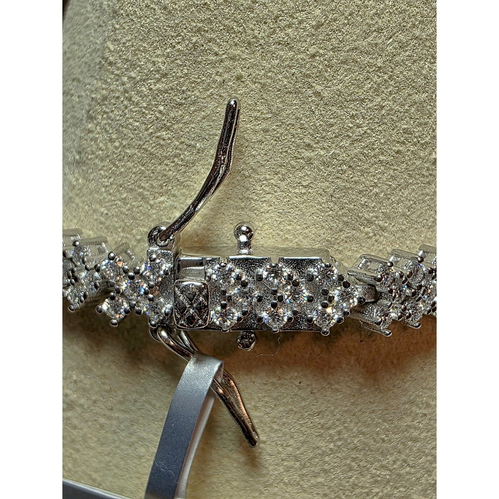 3.87ctw 7.5" 5.2mm Moissanite Chevron Bracelet 925 Sterling Silver w/Box Lock