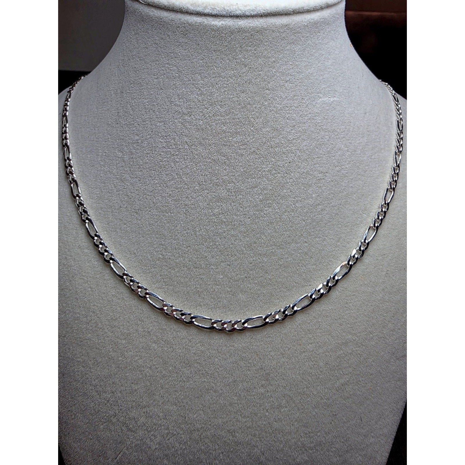 22" 3.5mm Figaro Solid 925 Sterling Silver