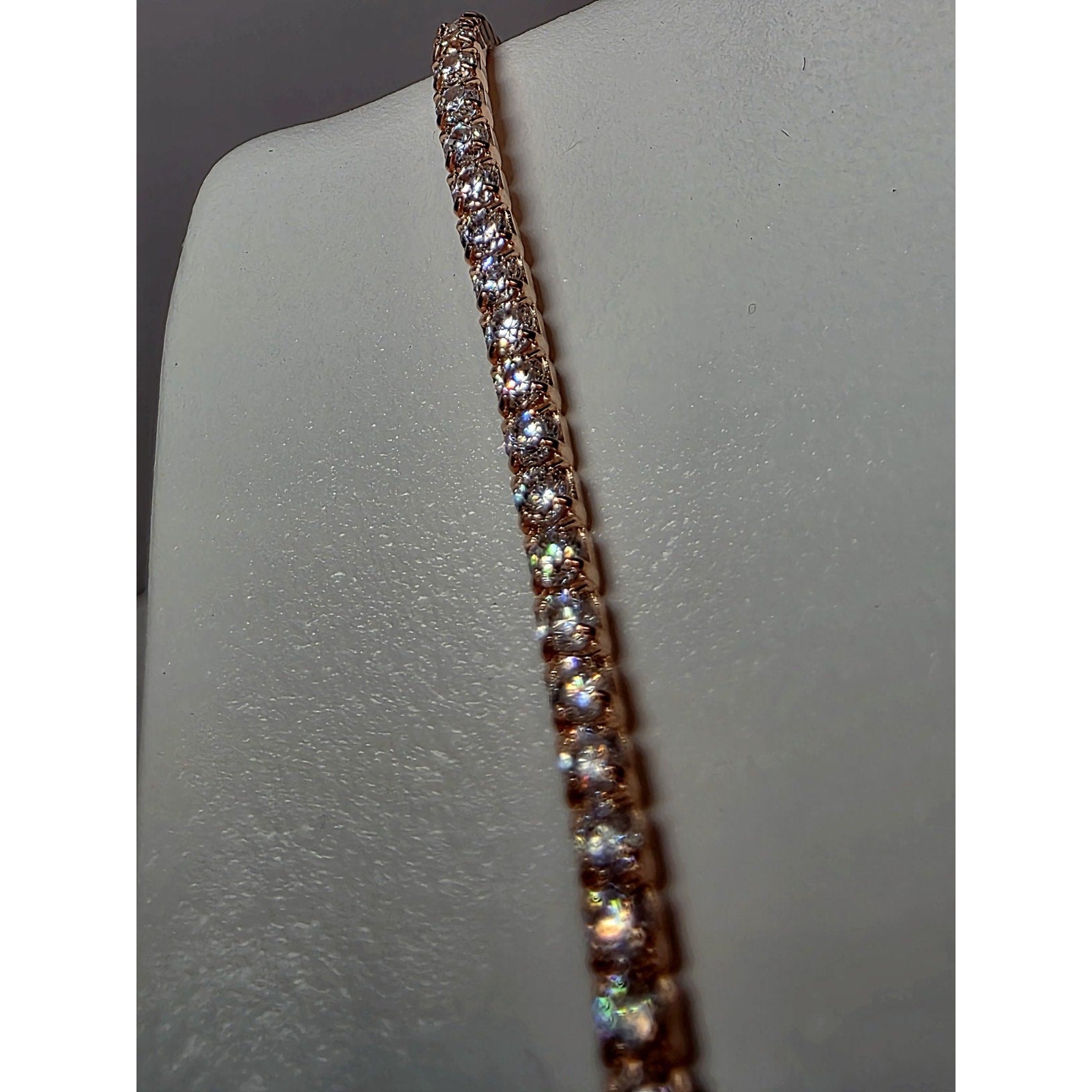7.5" 2.2mm Rose Gold Tennis Bracelet 925 Sterling Silver