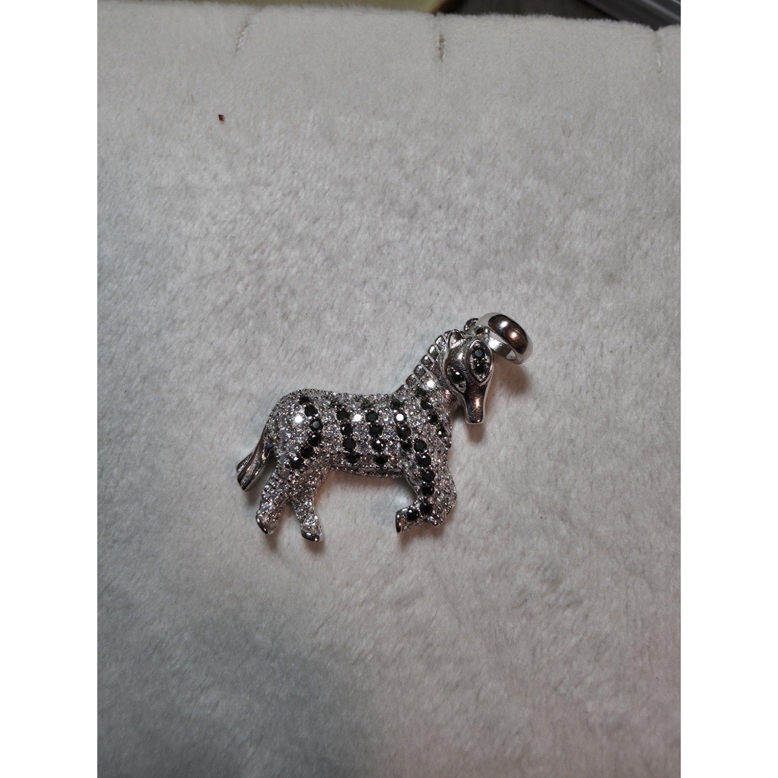 1.50CTW Moissanite Zebra Charm Pendant 925 Sterling Silver