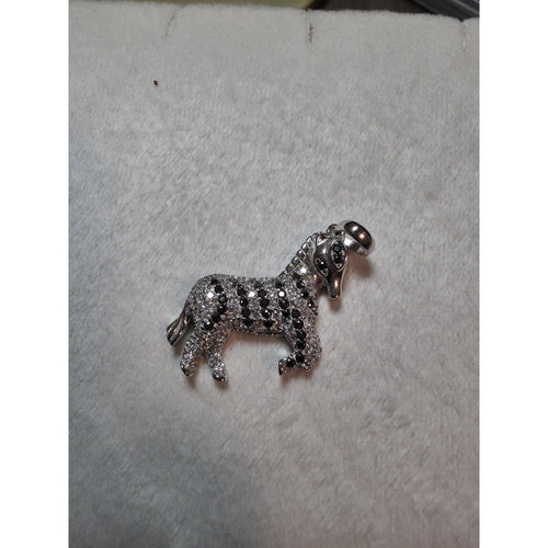1.50CTW Moissanite Zebra Charm Pendant 925 Sterling Silver