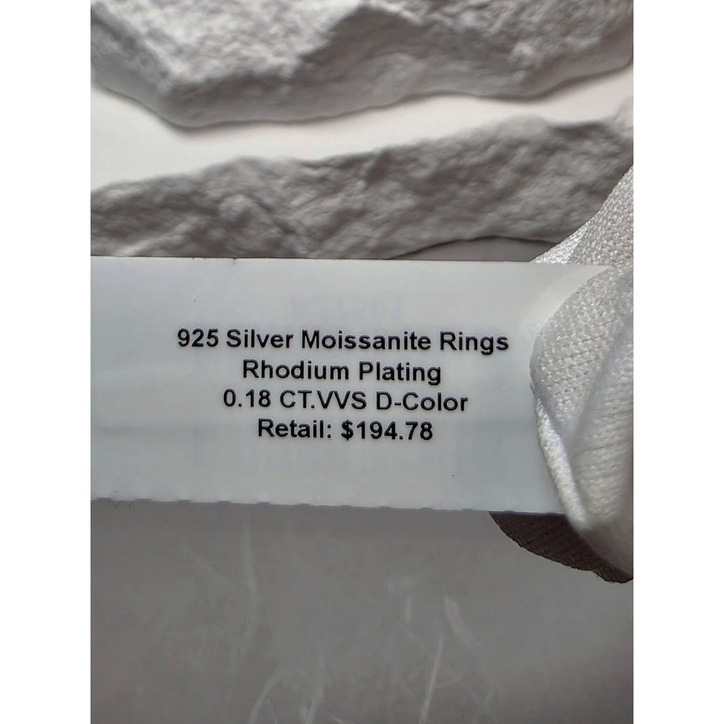 S8 0.18ctw Moissanite Half Eternity w/Rhodium Ring Solid 925 Sterling Silver
