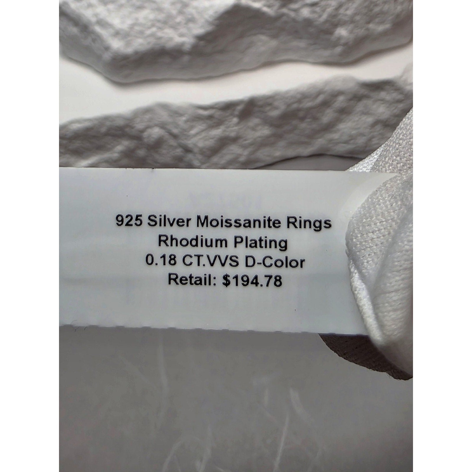 S8 0.18ctw Moissanite Half Eternity w/Rhodium Ring Solid 925 Sterling Silver