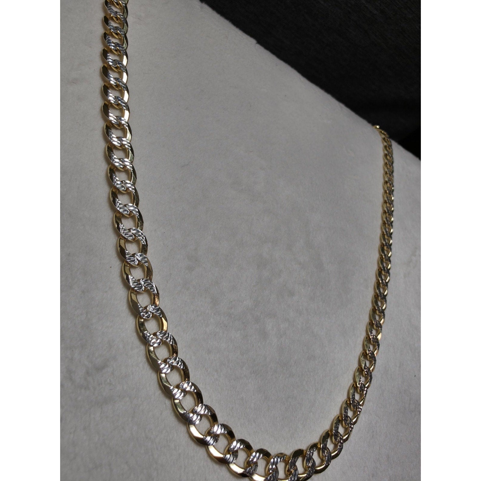 24" 6.5mm Diamond Cut Cuban Curb Chain 30g Gold over Silver