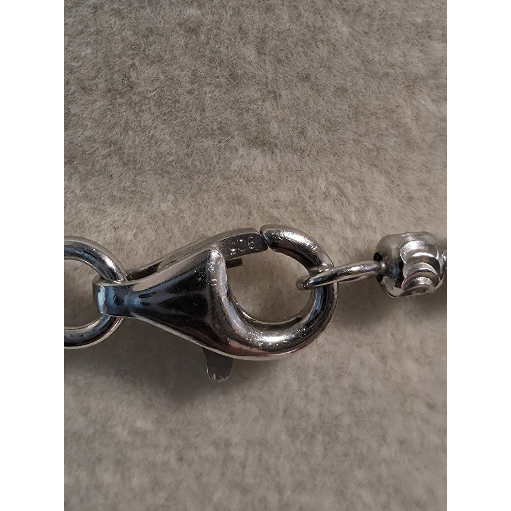 Station Barrel Chain 24" & 8" Braclet Combo 2.4mm 925 Silver w/Rhodium Finish
