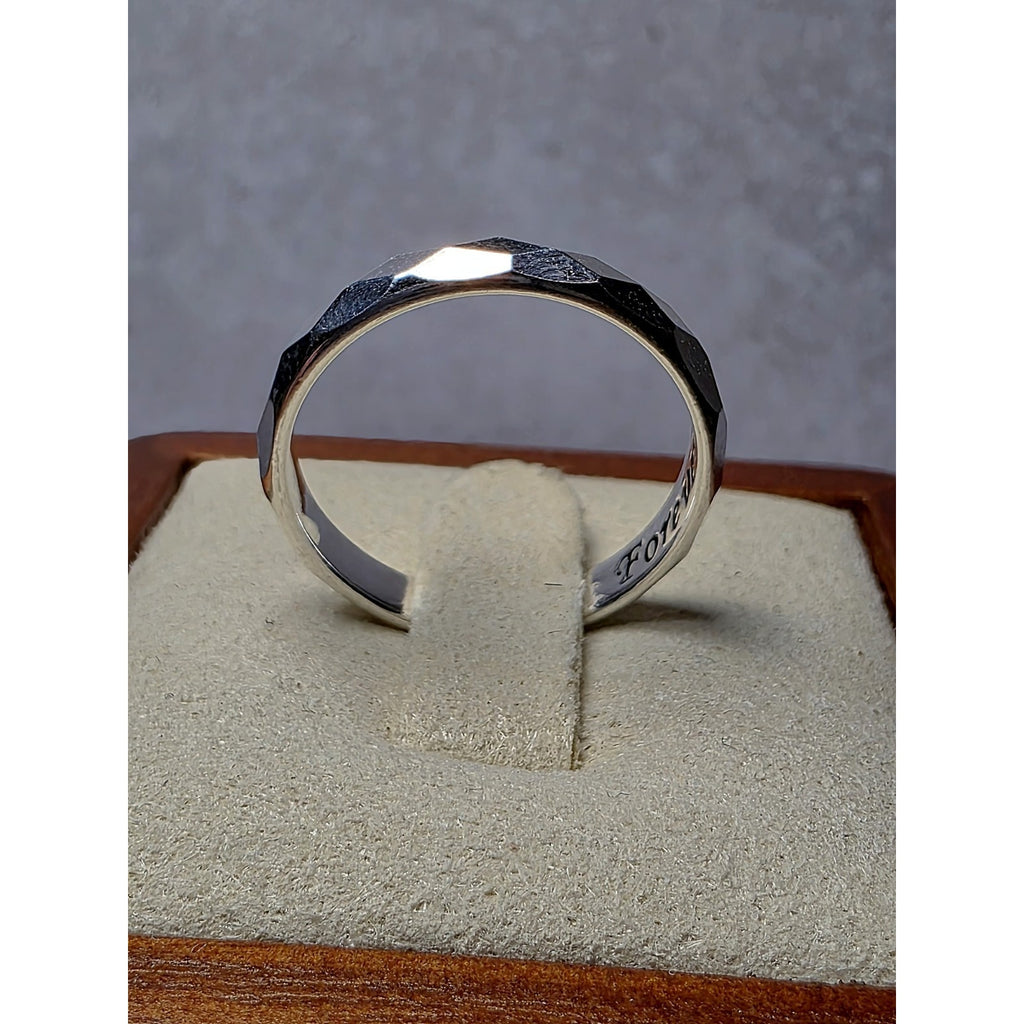 S7 Diamond Cut Solid 925 Sterling Silver Ring Engraved Forever Love