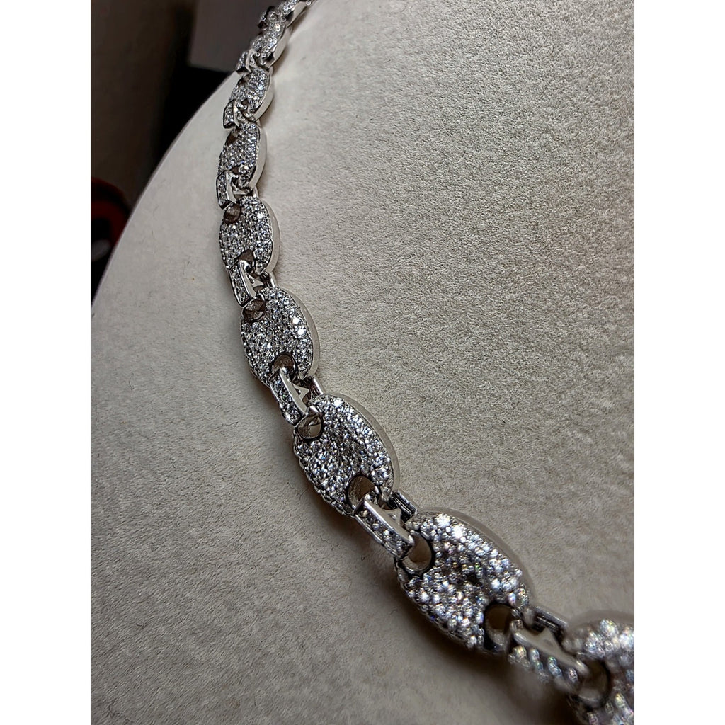 24" 8mm Moissanite Puffed Mariner 52.49g 925 Sterling Silver