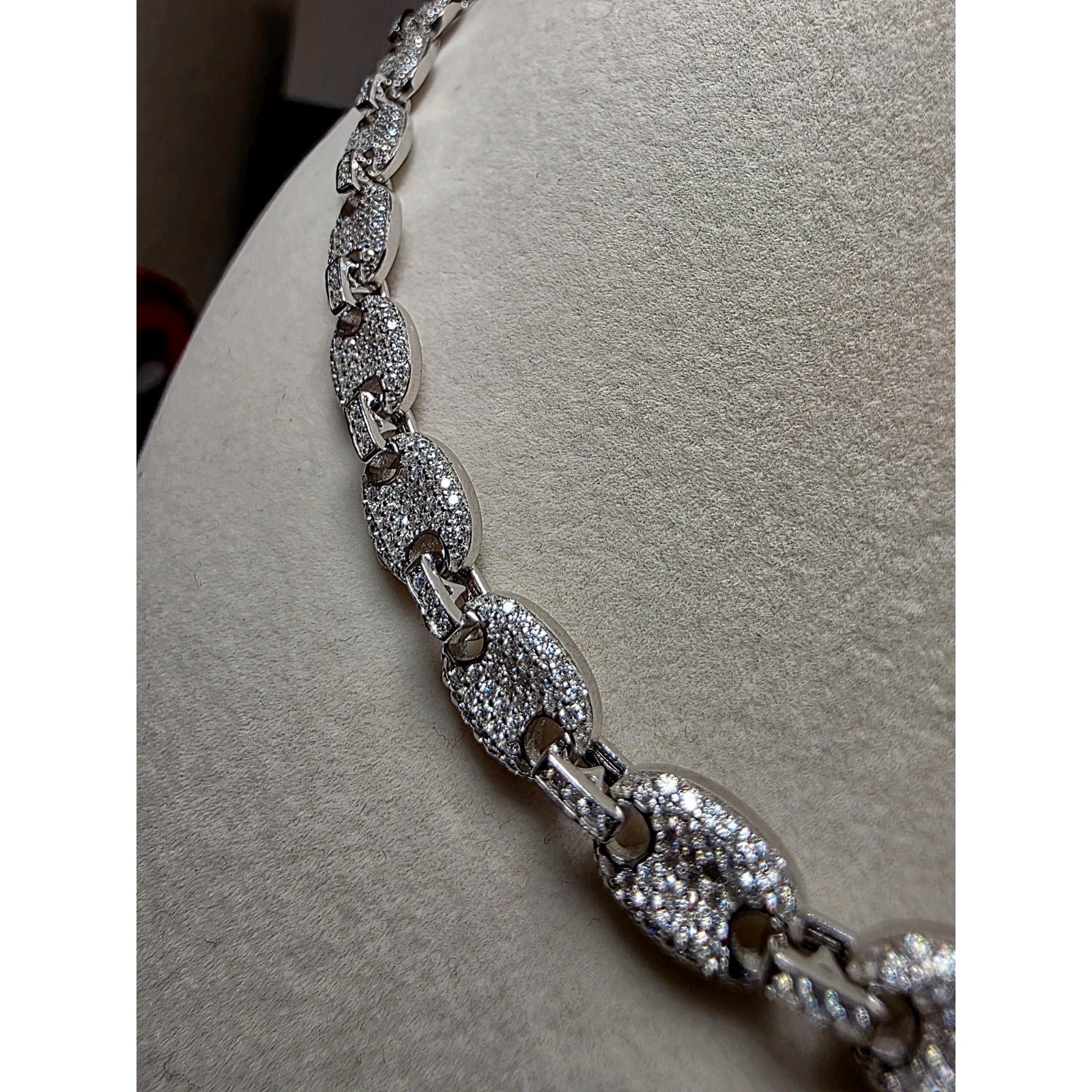 24" 8mm Moissanite Puffed Mariner 52.49g 925 Sterling Silver