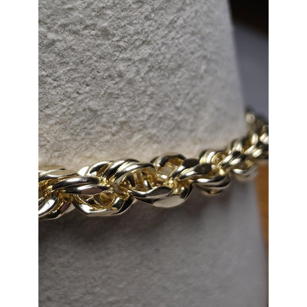 8" 4mm 10k Gold Diamond Cut Hollow Rope Stamped