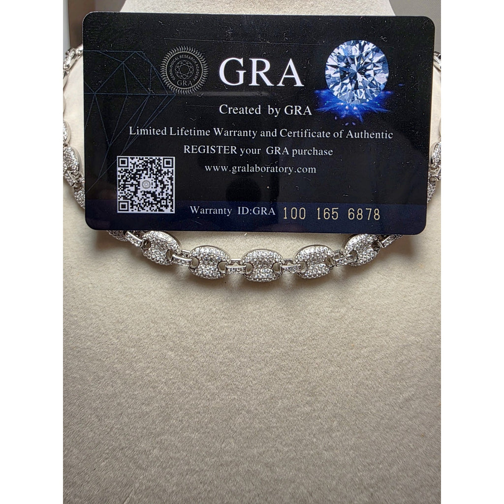 24" 8mm Moissanite Puffed Mariner 52.49g 925 Sterling Silver