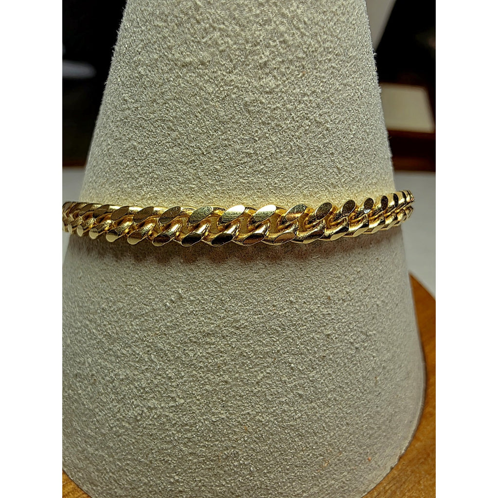 8" 4mm Two-Tone Diamond Cut Miami Cuban Bracelet w/Box Clasp 925 Sterling Silver