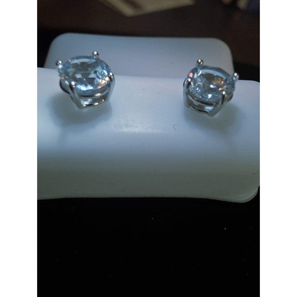 6.0mm CZ Prong-Set Stud Earrings w/ Butterfly Back Closure