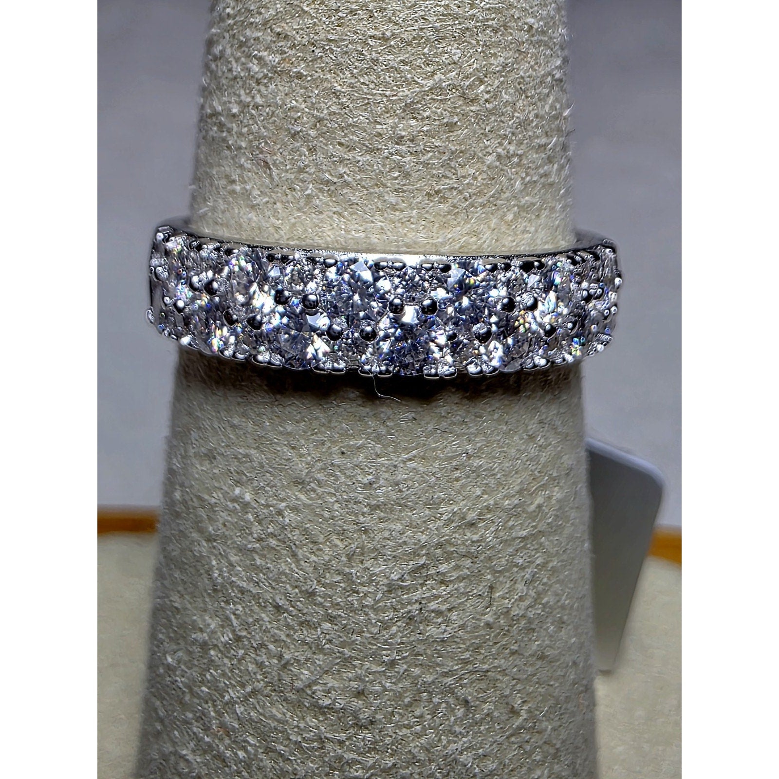 0.9ct Moissanite Two-Row Half Eternity Band 925 Sterling Silver