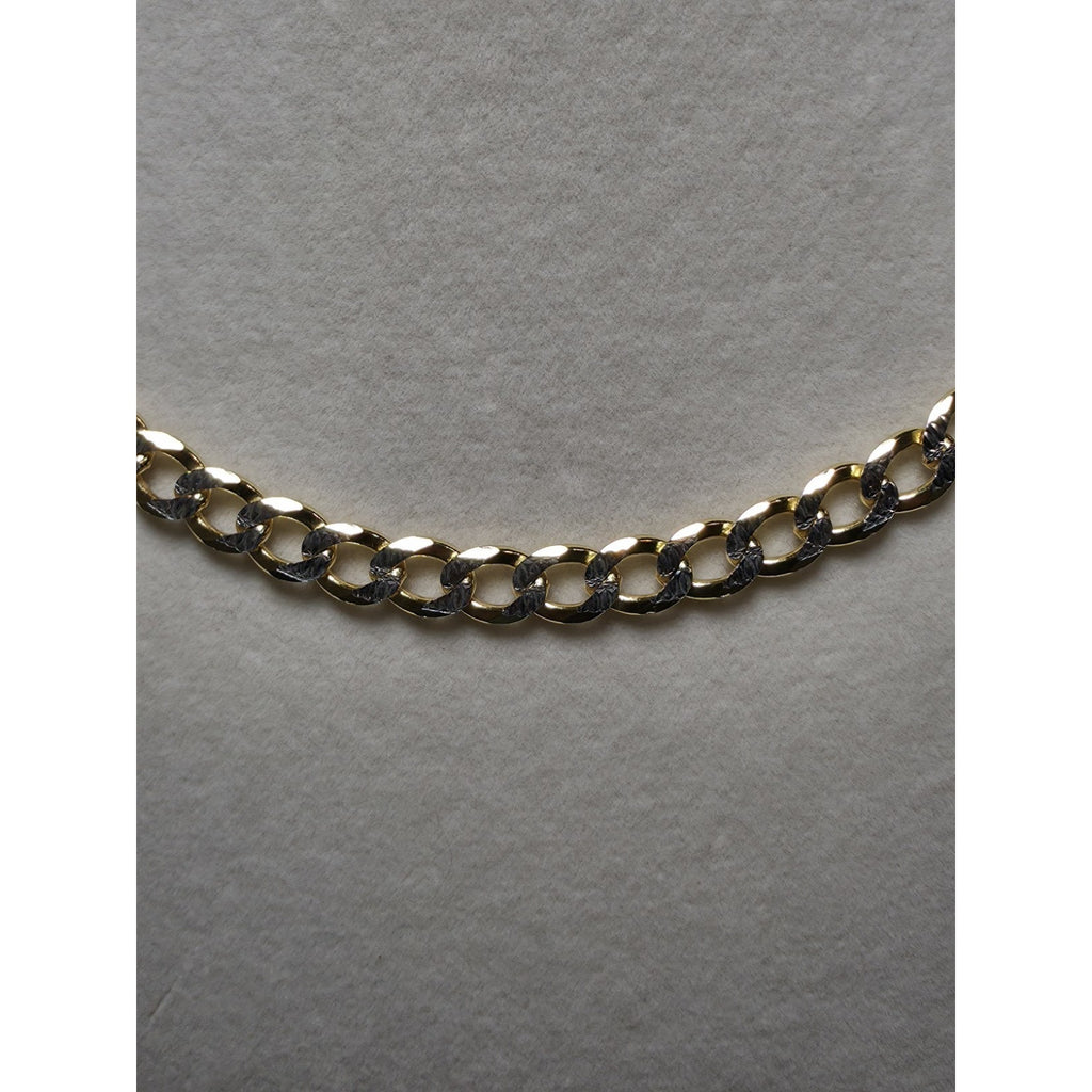 24" 6.5mm Diamond Cut Cuban Curb Chain 30g Gold over Silver