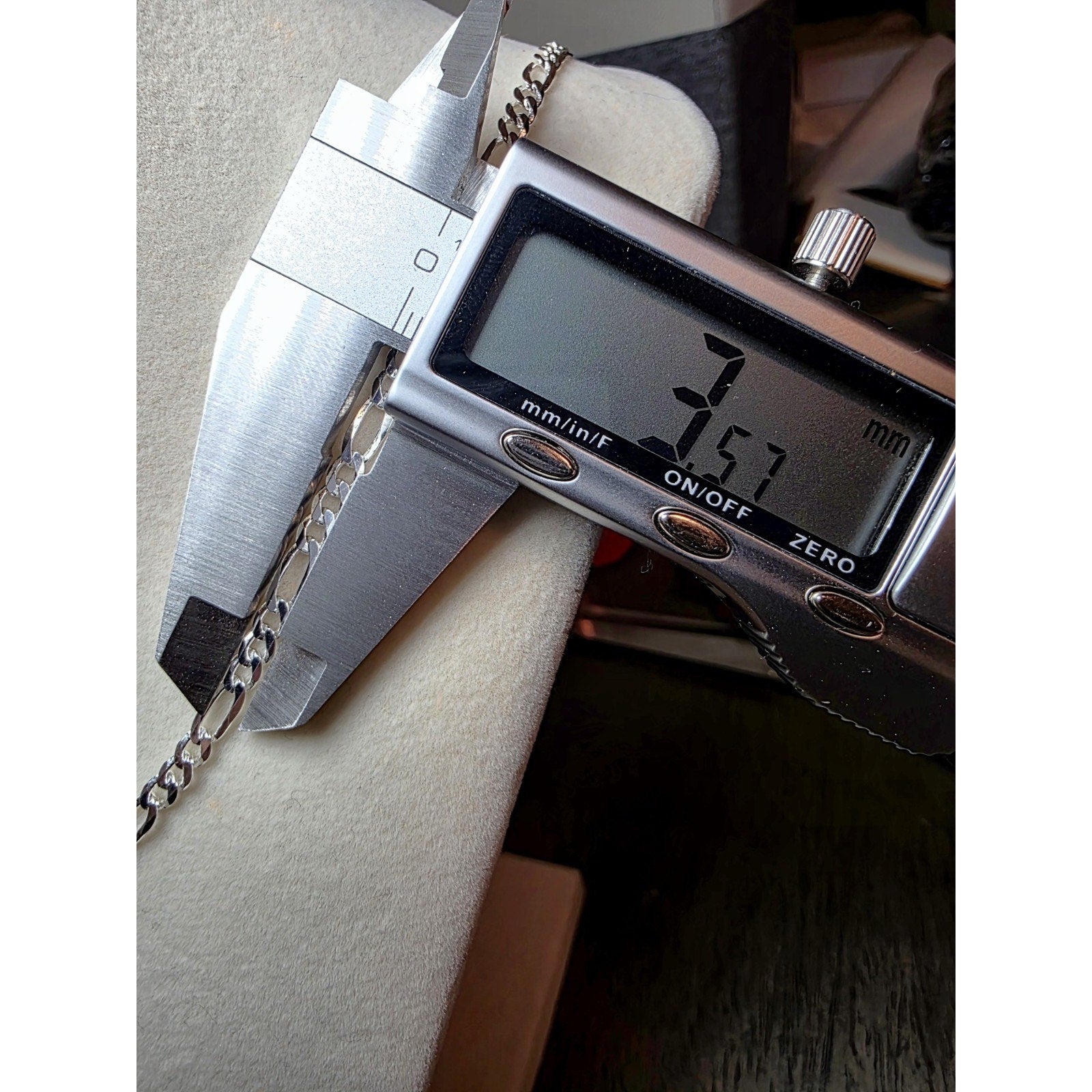 22" 3.5mm Figaro Solid 925 Sterling Silver