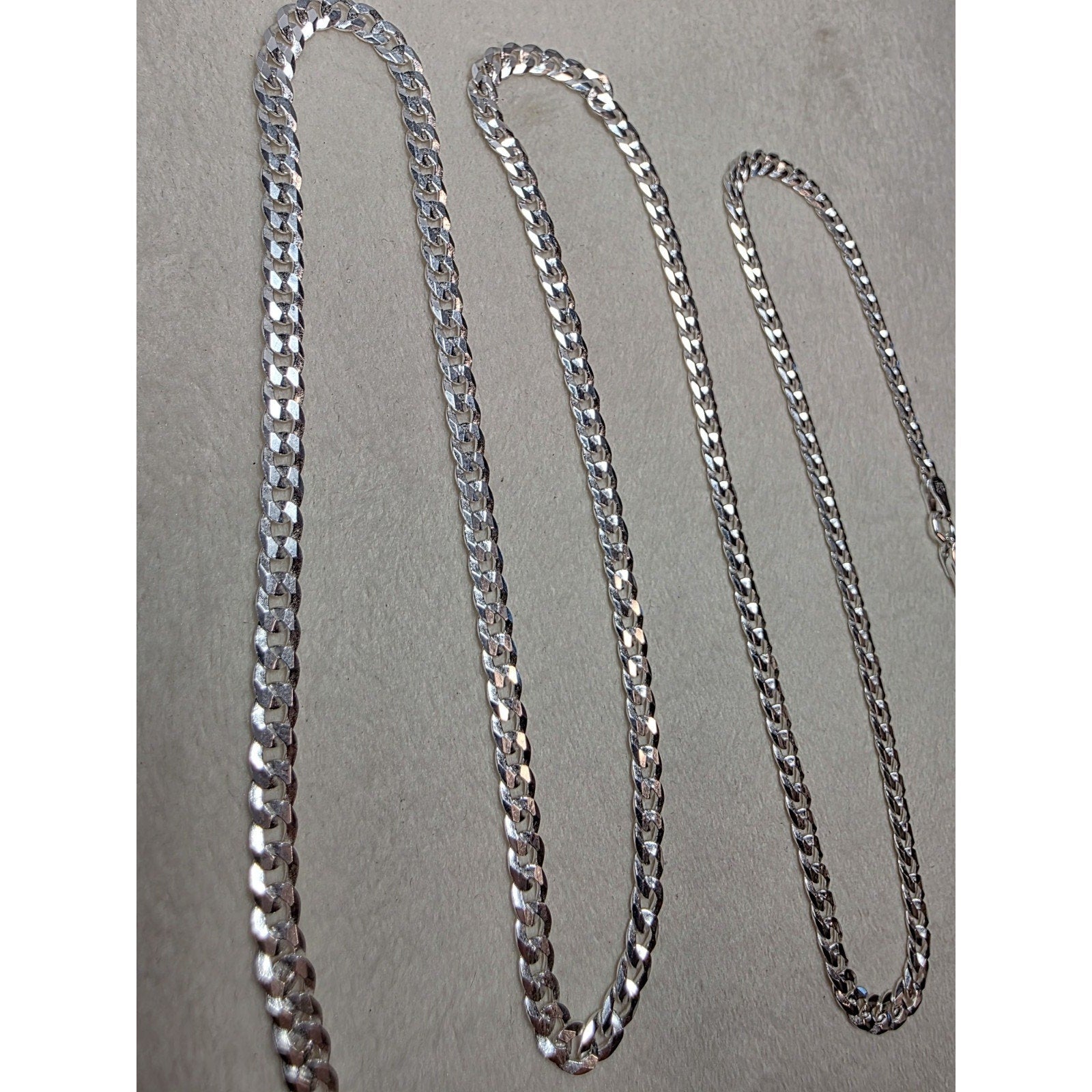 24" 3.5mm 9.4g Cuban Curb Chain Solid 925 Sterling Silver