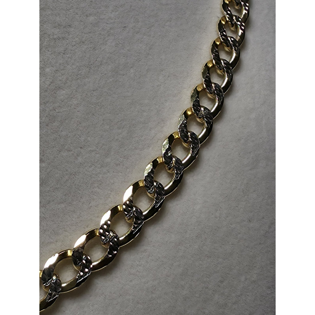 24" 6.5mm Diamond Cut Cuban Curb Chain 30g Gold over Silver