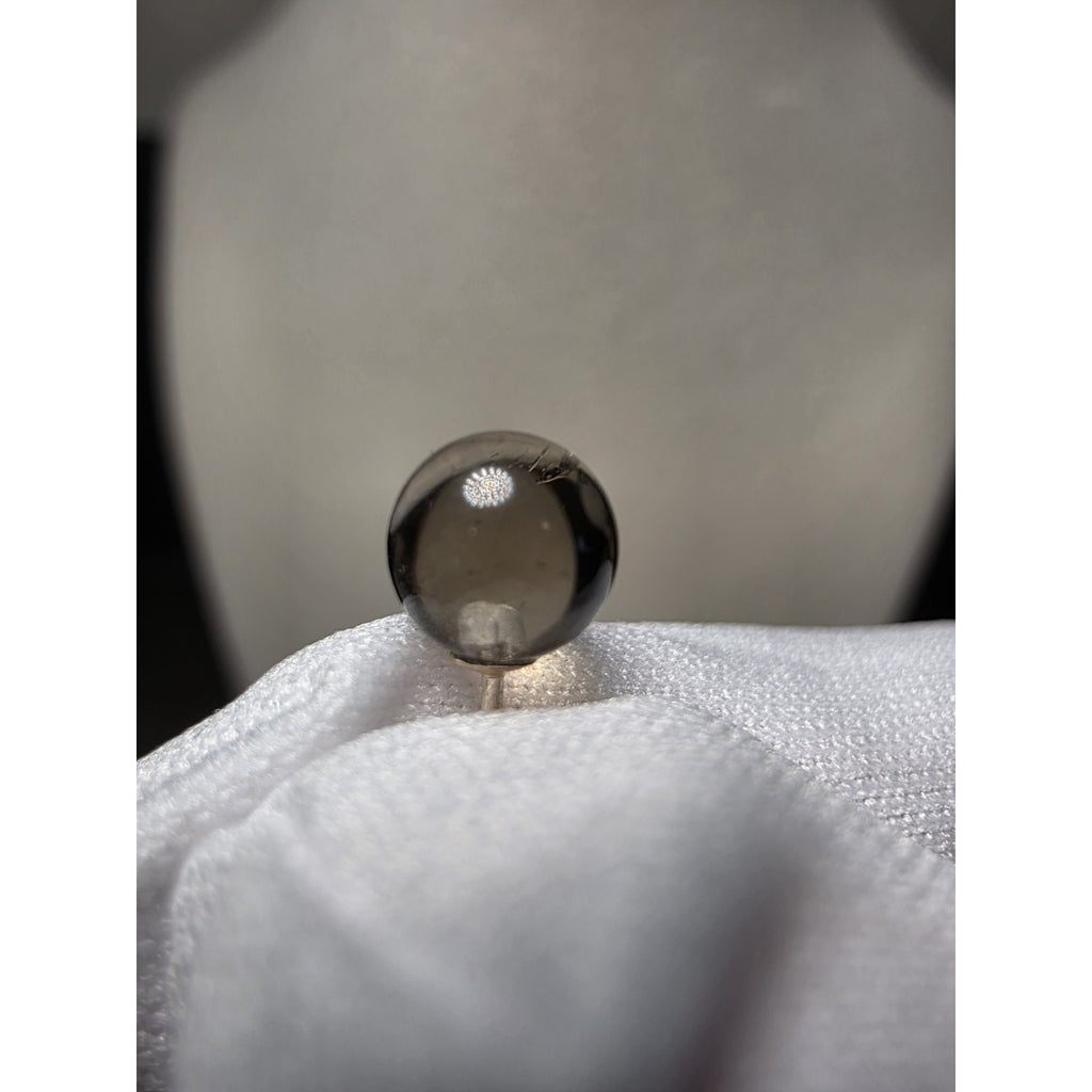 6.0mm Gray Round Stud 10k White Gold Earrings w/ Rubber Back Closure