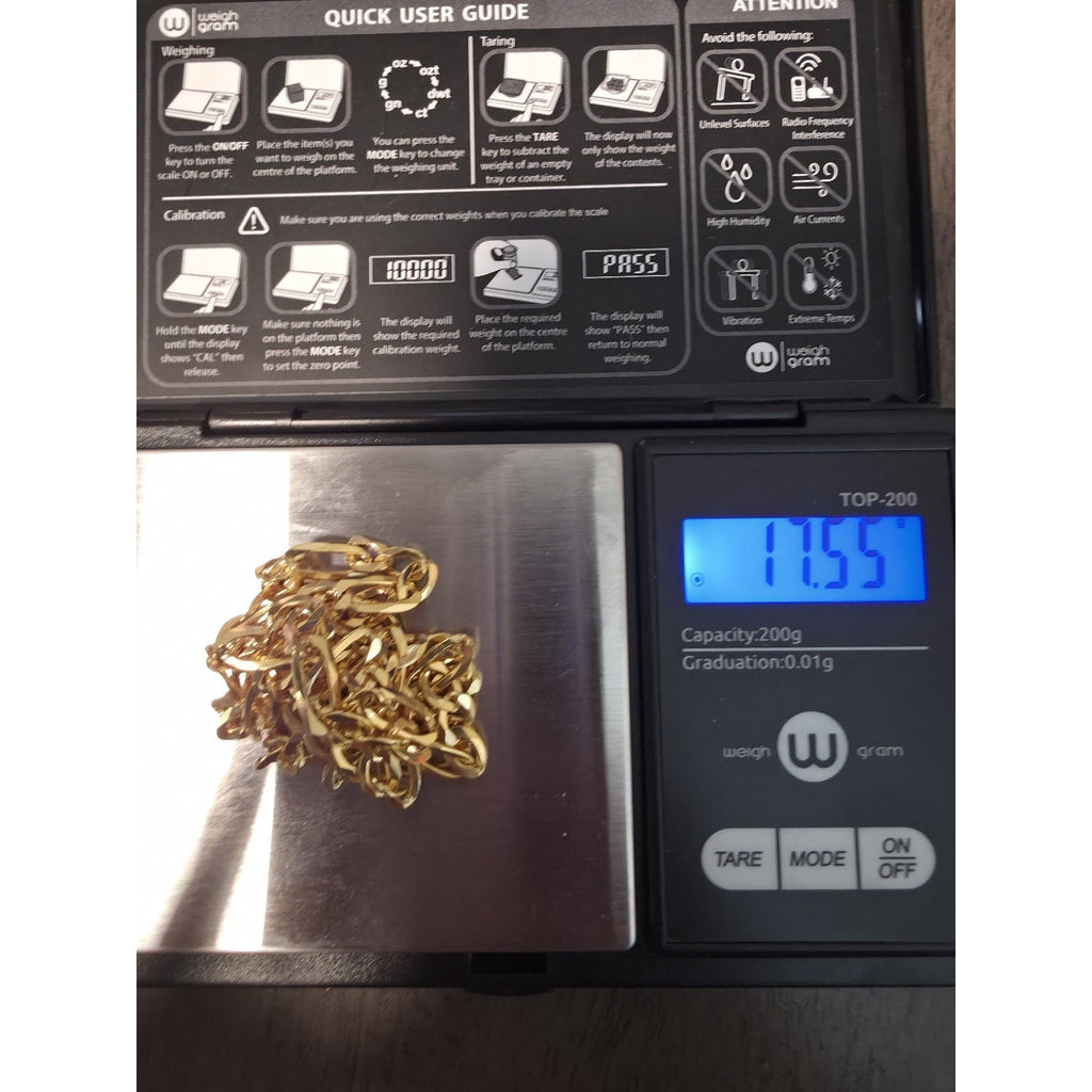 24" 5.1mm Gold over 925 Silver Figaro Chain 17.55g