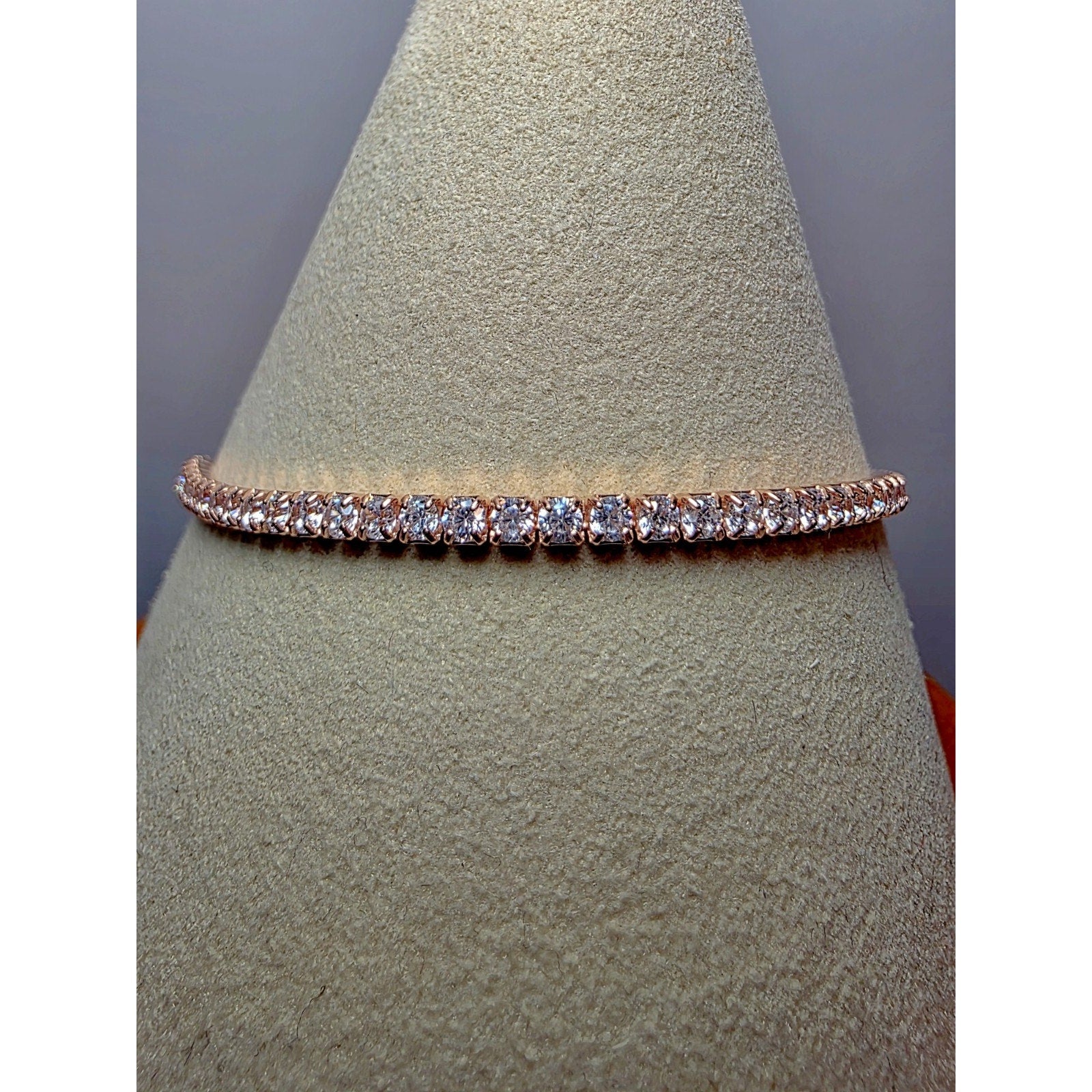 7.5" 2.2mm Rose Gold Tennis Bracelet 925 Sterling Silver