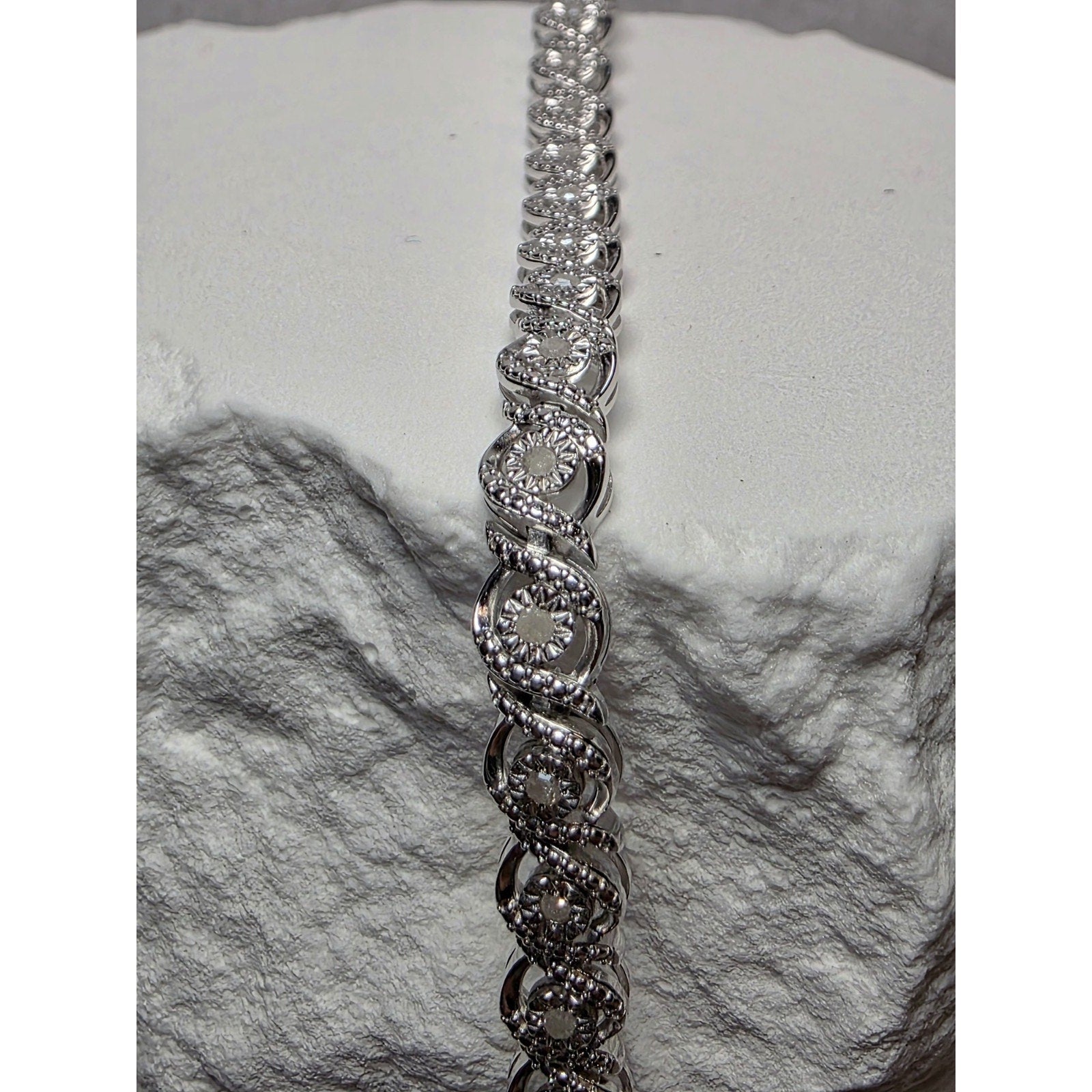 7" 5.7mm 0.5ctw Natural Diamond Bracelet 925 Sterling Silver