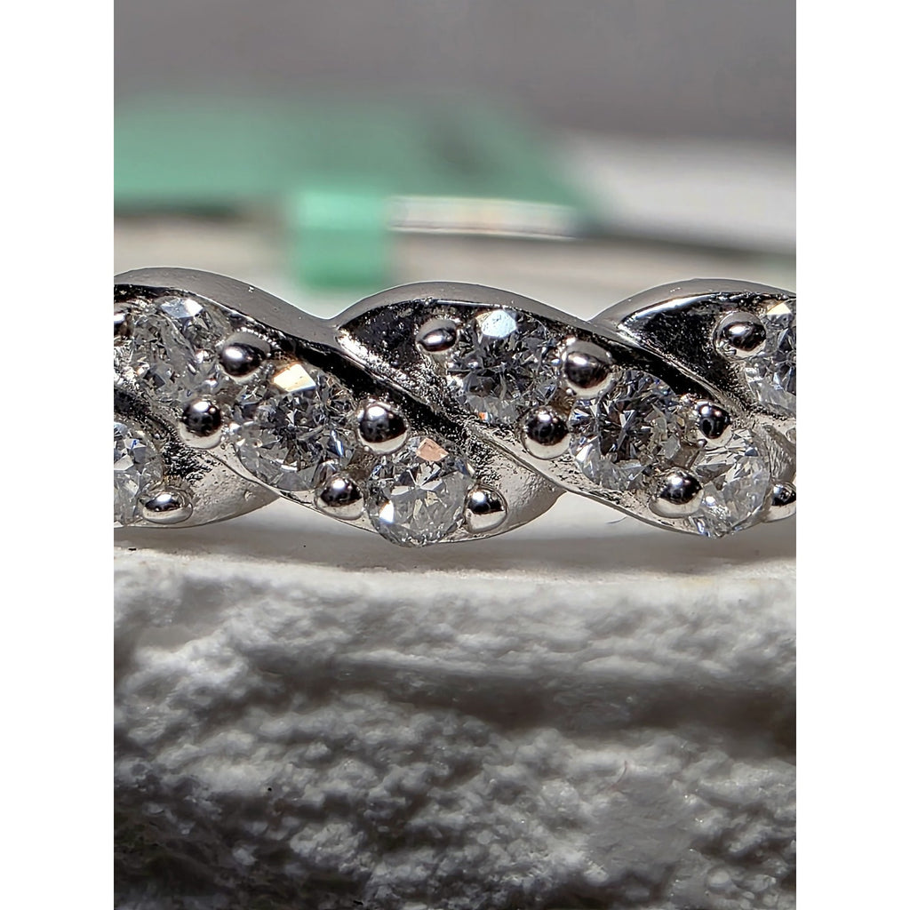 S7 Diamond Half Eternity Band 925 Sterling Silver Lab Created