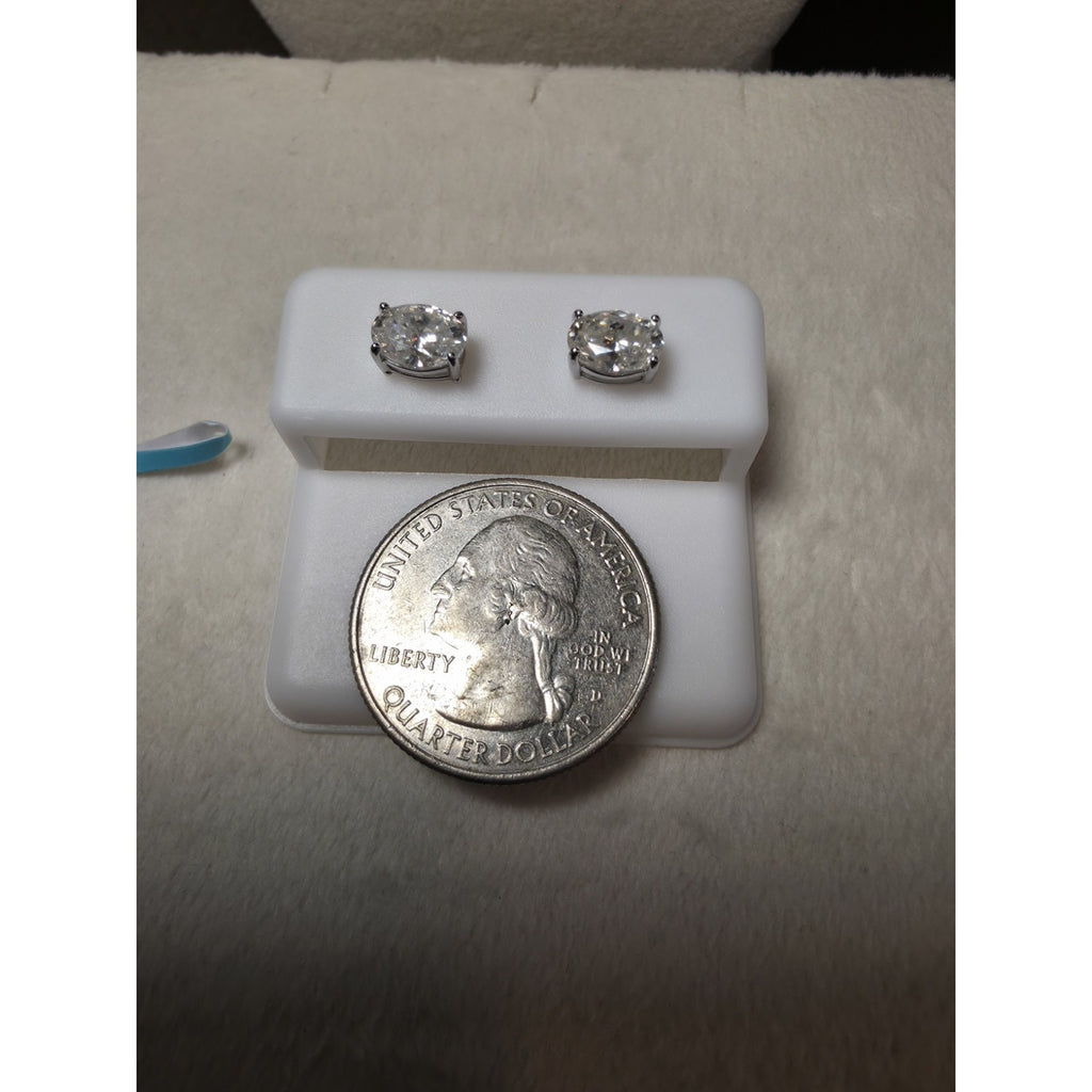 2.0CTW 7mm Oval Moissanite Stud Earrings Prong VVSD Color